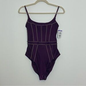 BECCA Plum One-Piece Swimsuit with Contrast Stitching